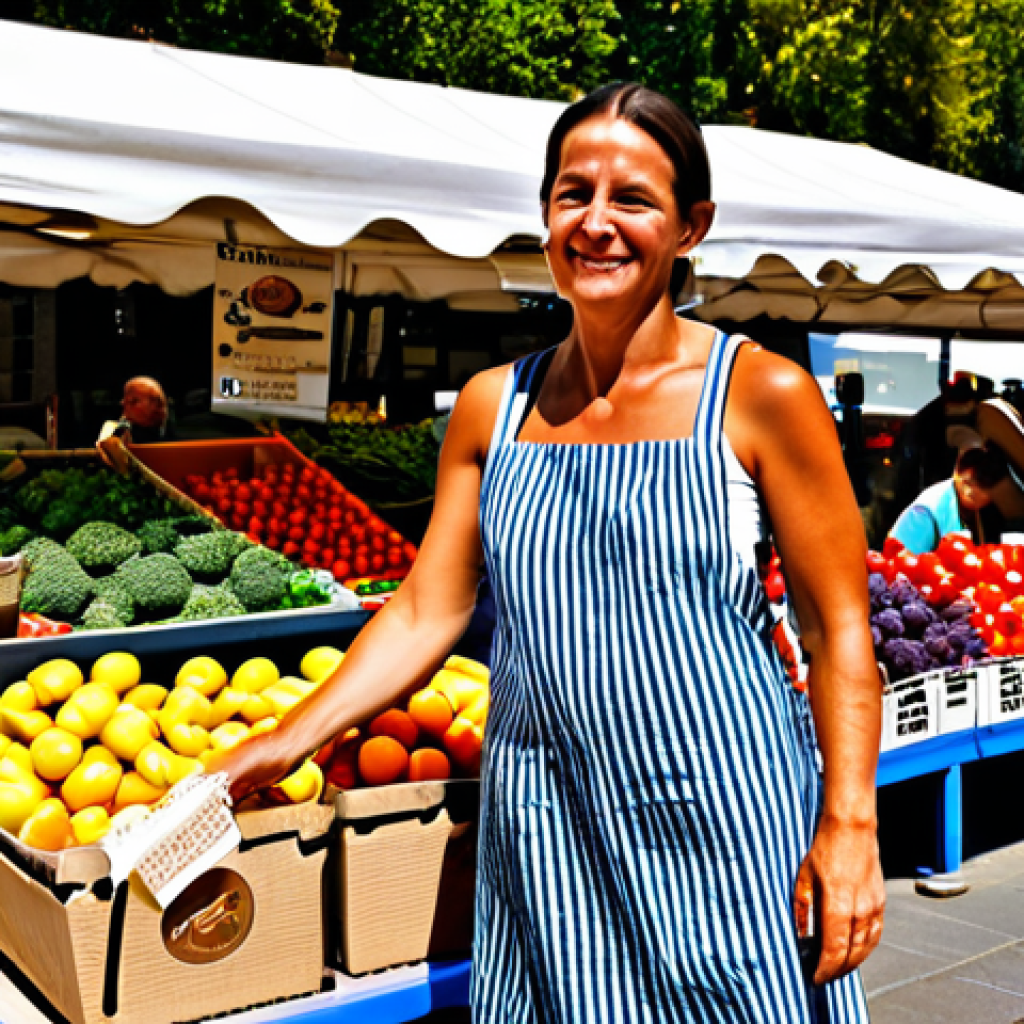 Sustainable Shopping**

"A brightly lit local farmers market in Spain. A fully clothed woman, mid-30s, wearing a modest sundress, is filling reusable shopping bags with fresh produce. Focus on zero-waste packaging, with vendors using minimal or compostable materials. Background includes other shoppers and colorful displays of fruits and vegetables. safe for work, appropriate content, fully clothed, family-friendly, perfect anatomy, natural proportions, professional photography, high quality."

**